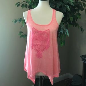 NWT No Boundaries Tank Pink with Owl Size Medium